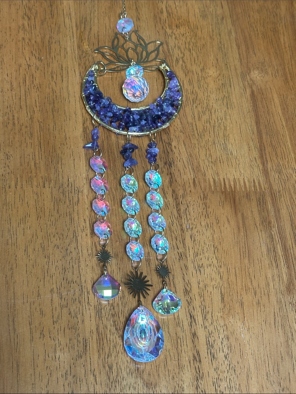 Crystal and amethyst dream catcher